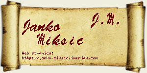 Janko Mikšić vizit kartica
